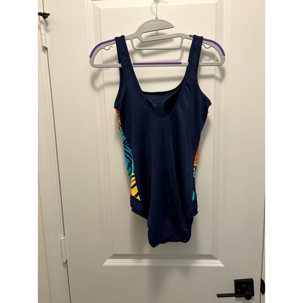 Lands End NWT One Piece Swimsuit Size 6 Tropical Print Navy Full Coverage Padded - Picture 3 of 10